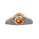 Lindicatore di direzione sinistro con marchio di controllo.